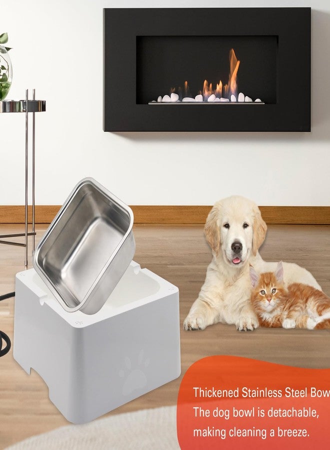 APlayfulBee Heated Water Bowl for Dog & Cat, 3.2L Outdoor Animal Heated Waterer Bowl with Removable Stainless Bowls, for Dogs, Cats, Chickens, Rabbit, Birds, Provide Non Freezing Water (White, Large) - Image 5